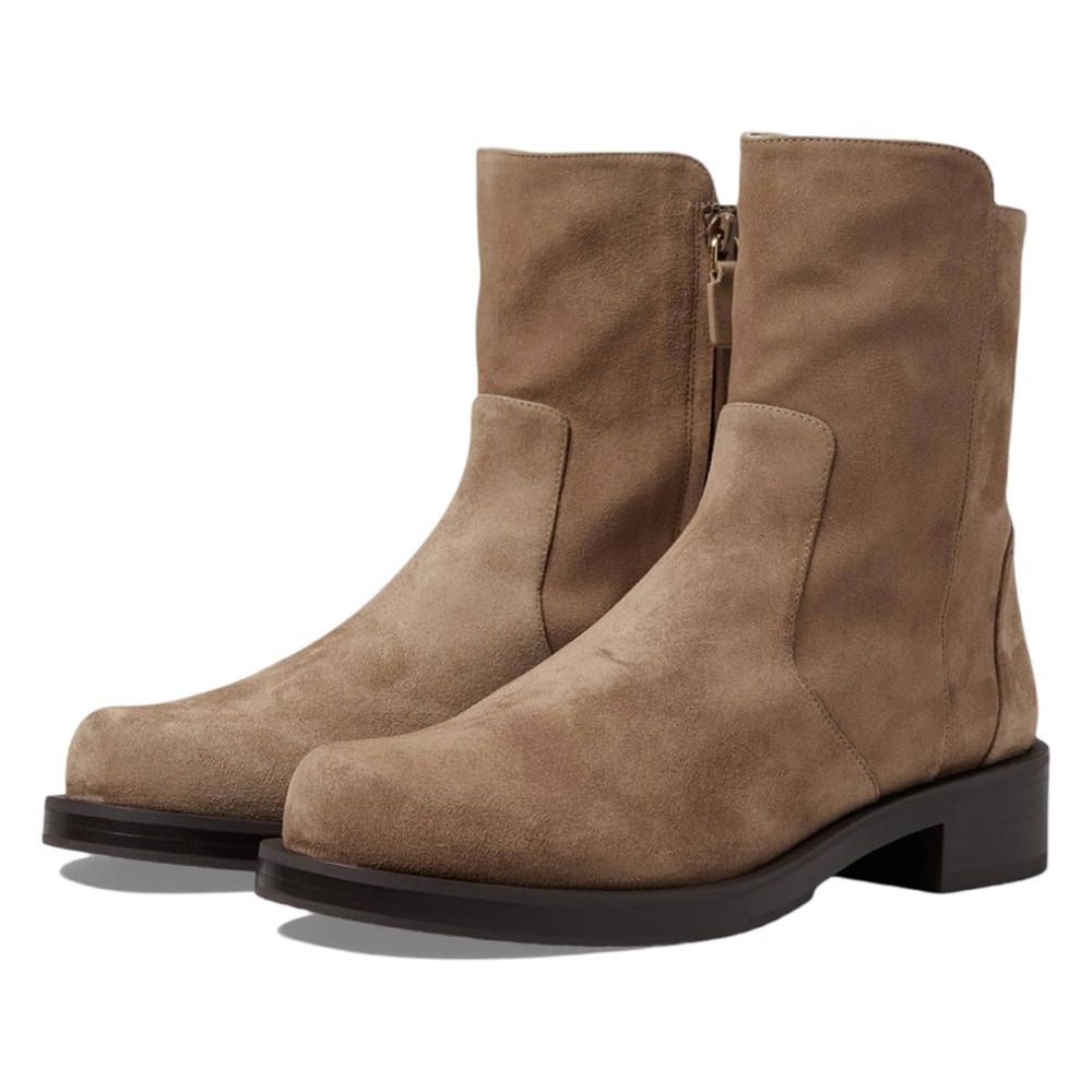 Stuart Weitzman Women's 5050 Bold Zip Booties Khaki Sport Suede Size 8 New